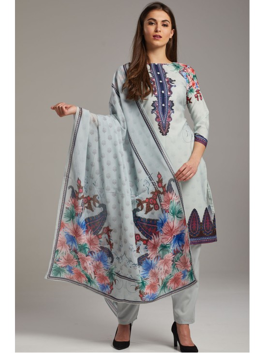 LILAC GREY SUMMER WEAR PAKISTANI READYMADE SALWAR KAMEEZ