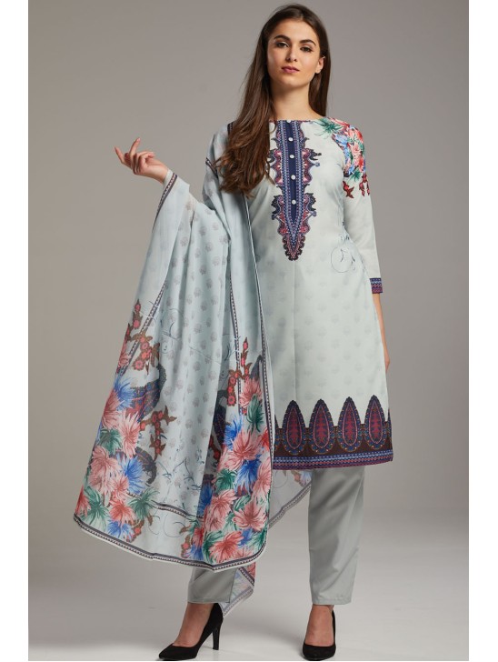 LILAC GREY SUMMER WEAR PAKISTANI READYMADE SALWAR KAMEEZ