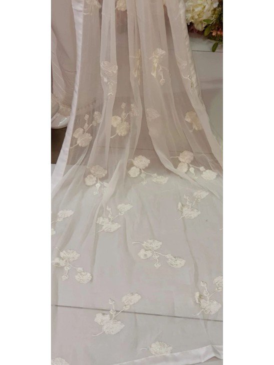 White Chiffon Pakistani Party Readymade Suit