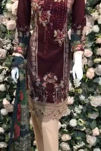 Red Maria B Salwar Suit Elegant Evening Dress