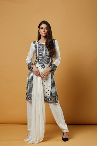 Jet Stream White Linen Pakistani Winter Salwar Suit