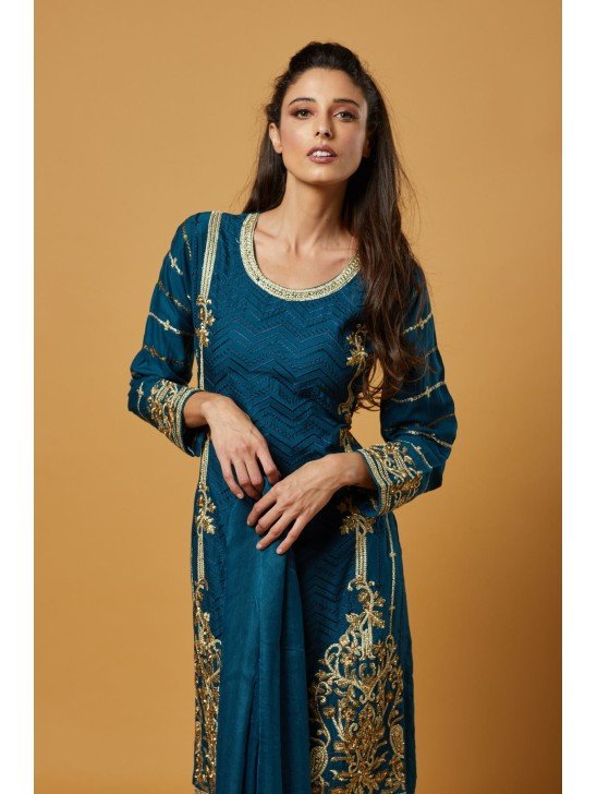 TEAL BLUE PAKISTANI READYMADE SUIT