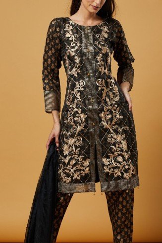 Black Ethnic Designer Embroidered Suit