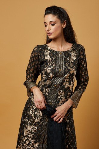 Black Ethnic Designer Embroidered Suit