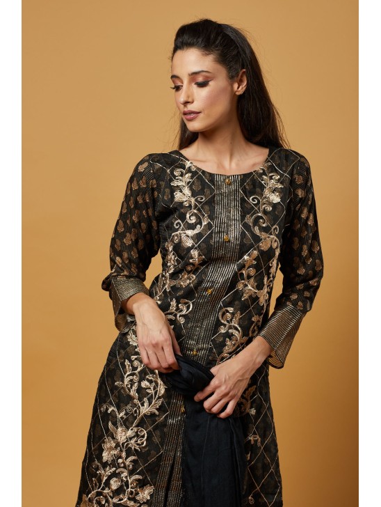 Black Ethnic Designer Embroidered Suit