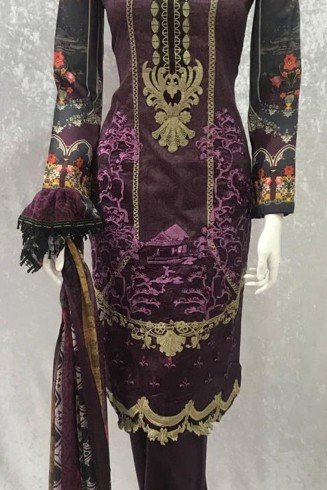 Purple Plum Khaddar Pakistani Designer Readymade Suit
