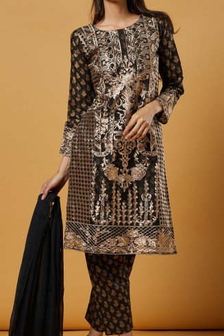 Black Gold Indian Wedding Salwar Suit