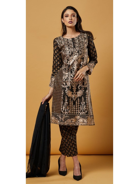 Black Gold Indian Wedding Salwar Suit