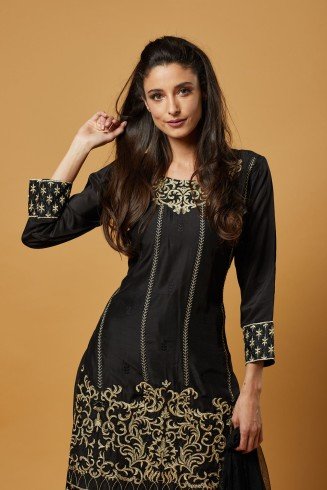 Black Designer Embroidered Pakistani Style Suit