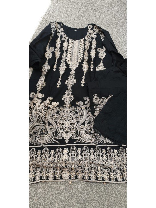 Black Lawn Embroidered Pakistani Salwar Suit
