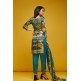 Teal Blue Printed Silk Ethnic Salwar Kameez