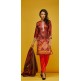 Red Printed 100 Silk Salwar Kameez