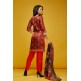 Red Printed 100 Silk Salwar Kameez