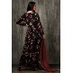 Black Floral Printed Jacket Suit Indian Formal Dress