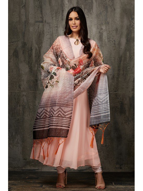 Peach Frock Suit Best Bollywood Indian Ready to Wear Dress