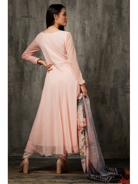 Peach Frock Suit Best Bollywood Indian Ready to Wear Dress
