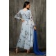 Sky Blue Floral Printed Frock Ready to Wear Pakistani Dress