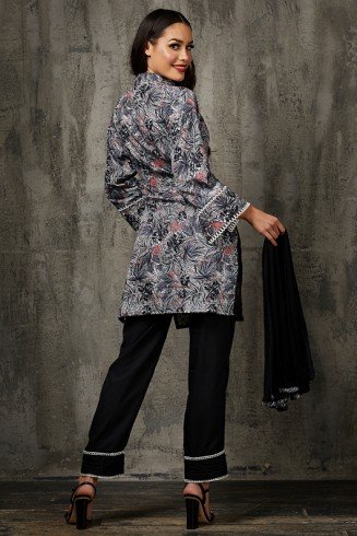 Black Printed Salwar Suit Pakistani Designer Readymade Suit