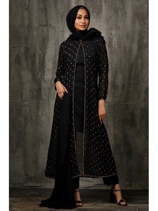 Black Jacket Dress Readymade Pakistani Designer Suit