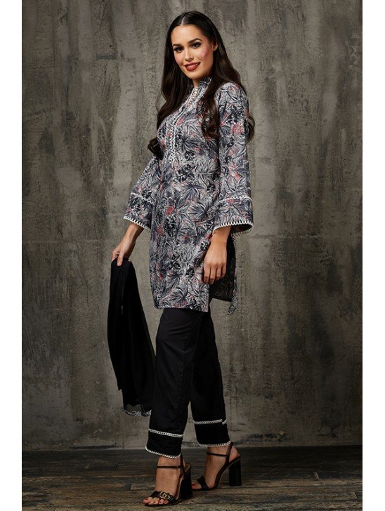 Black Printed Salwar Suit Pakistani Designer Readymade Suit