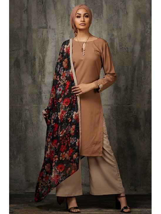 Brown Palazzo Casual Salwar Kameez Pakistani Readymade Suit