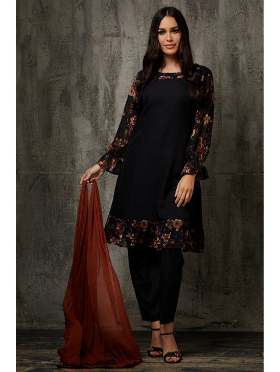 Fancy Black Salwar Suit Pakistani Designer Readymade Salwar Kameez