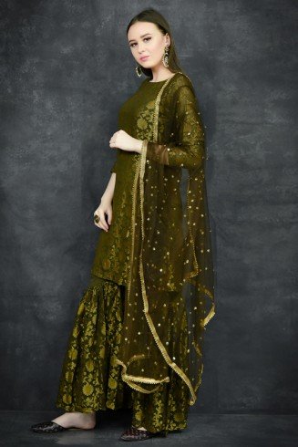 Mehndi Green Indian Wedding Designer Gharara