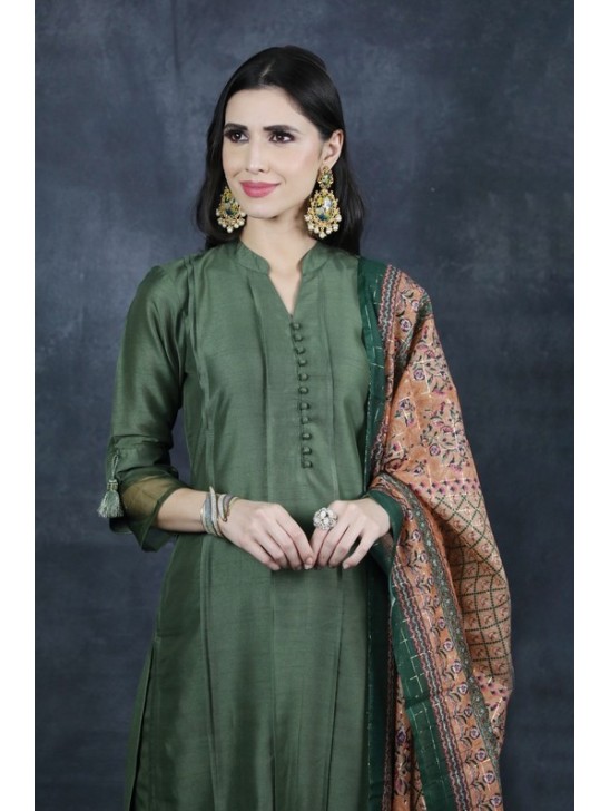 Moss Green Readymade Indian Salwar Suit