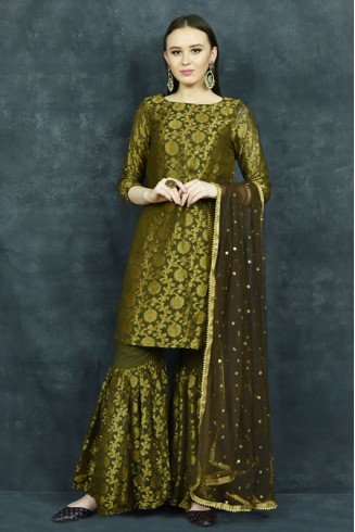 Mehndi Green Indian Wedding Designer Gharara