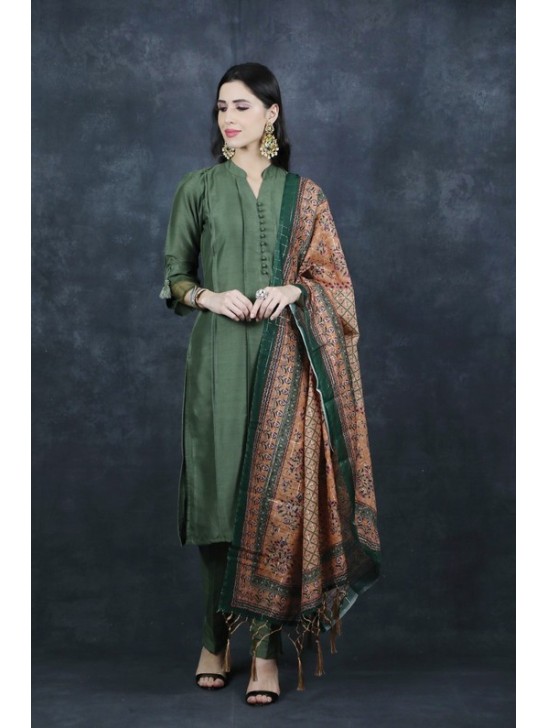 Moss Green Readymade Indian Salwar Suit