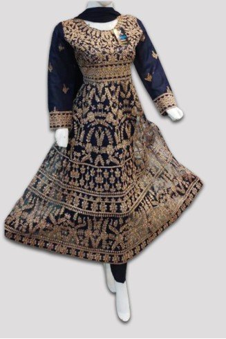 Navy Blue Fancy Embroidered Suit Indian Wedding Readymade Dress