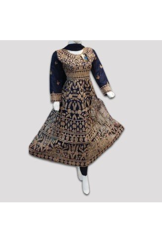 Navy Blue Fancy Embroidered Suit Indian Wedding Readymade Dress