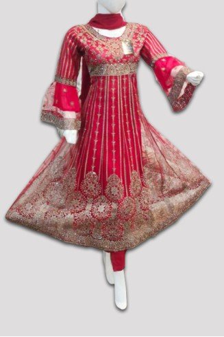 Red Party Suit Pakistani Readymade Frock