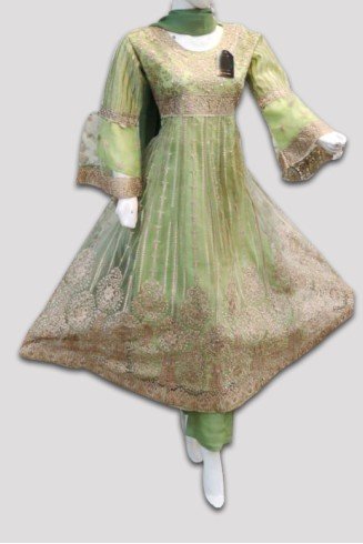 Green Indian Mehndi Frock Wedding Suit