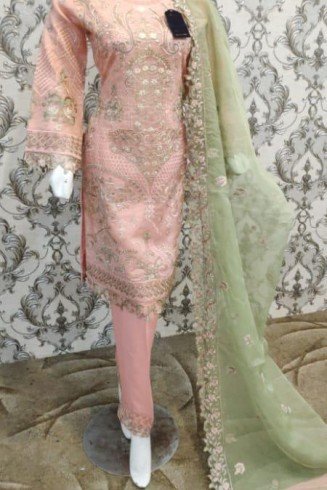 Pink & Green Indian Ethnic Wedding Suit Fancy Dress