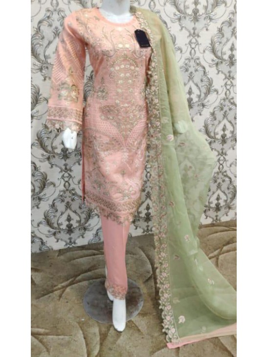 Pink & Green Indian Ethnic Wedding Suit Fancy Dress