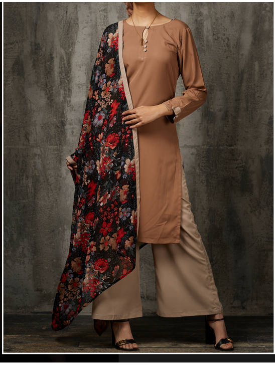 Brown Dress Kurti Readymade Straight Salwar Suit