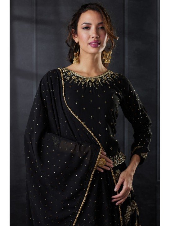 Black Embroidered Lehenga Choli Pakistani Wedding Dress