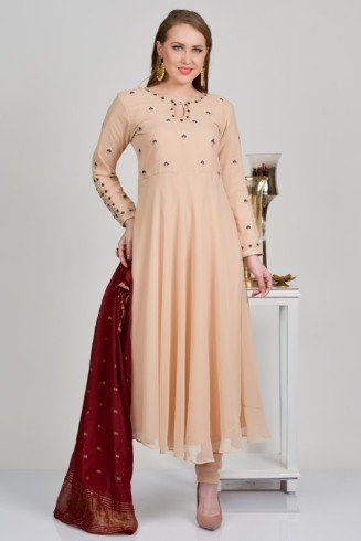 Peach Designer Frock Indian Party Dress