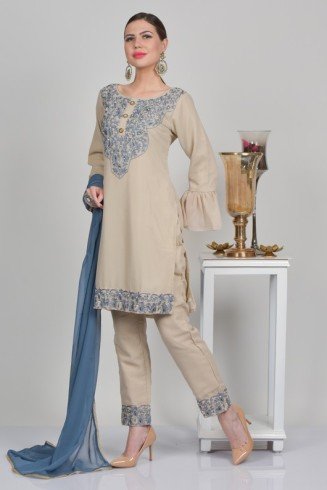 Beige Designer Salwar Kameez Indian Suit