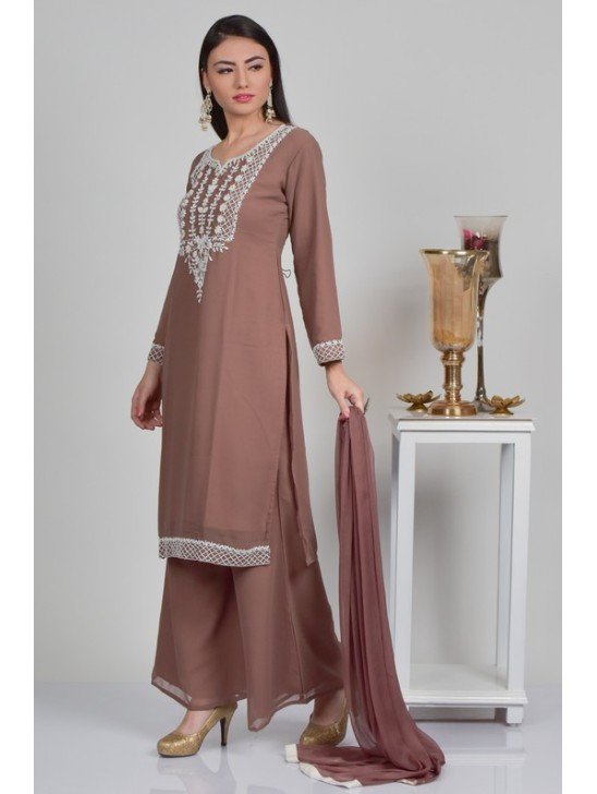 Deep Mauve Readymade Designer Palazzo Suit