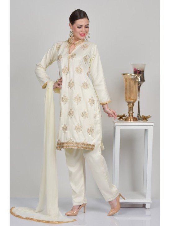 Ivory Indian Designer Suit Readymade Dress