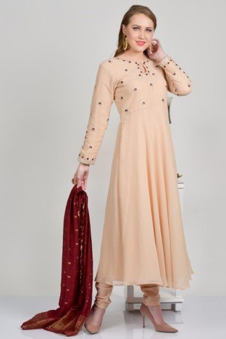 Peach Designer Frock Indian Party Dress