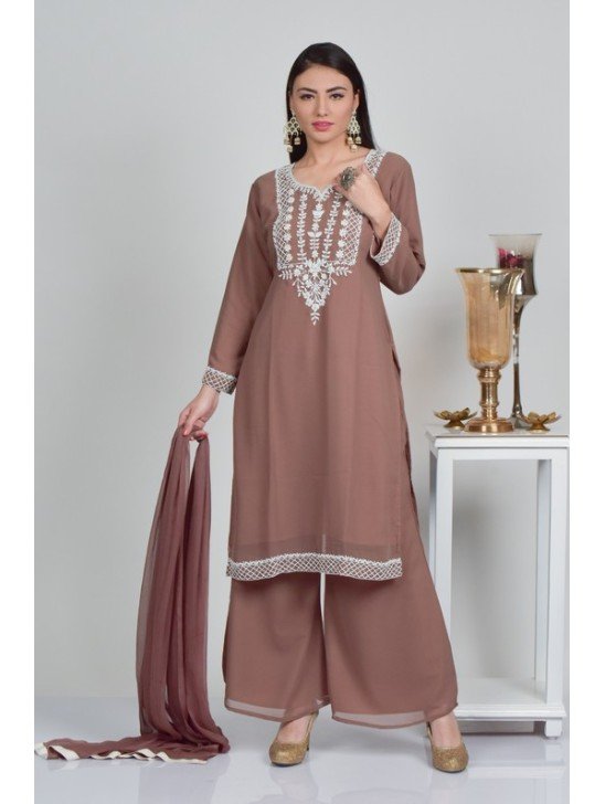 Deep Mauve Readymade Designer Palazzo Suit