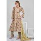 Beige Floral Printed Dress Summer Pakistani Dress