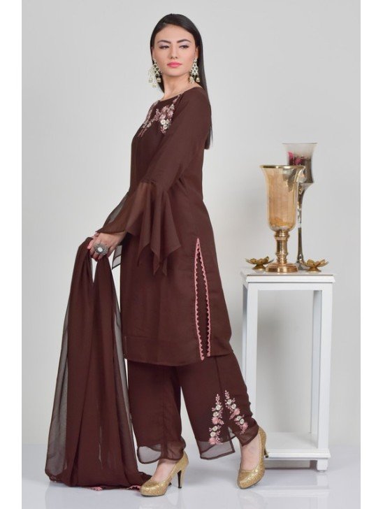 Brown Indian Pakistani Stylish Salwar Suit