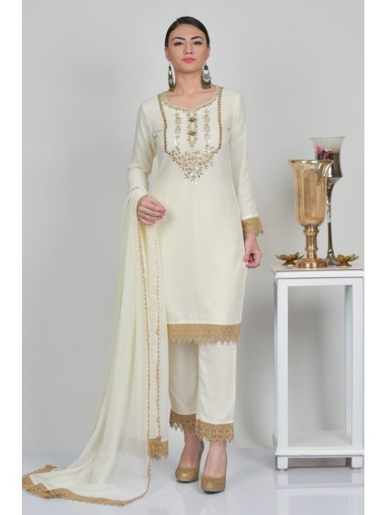 Ivory Indian Designer Readymade Party Suit