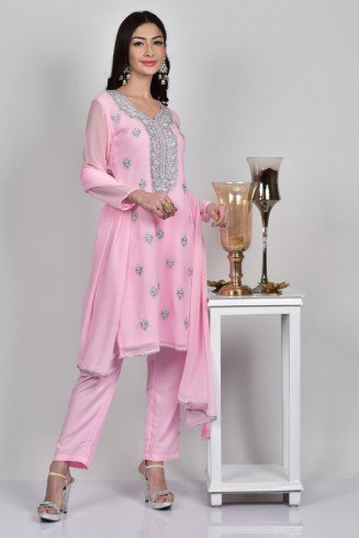 Baby Pink Pakistani Designer Salwar Suit