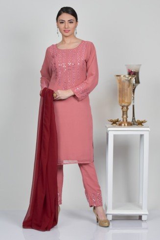 Hot Pink Fashion Designer Readymade Suit
