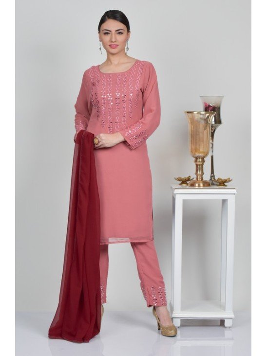 Hot Pink Fashion Designer Readymade Suit
